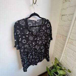 Whimsigoth Celestial Print Tunic Top